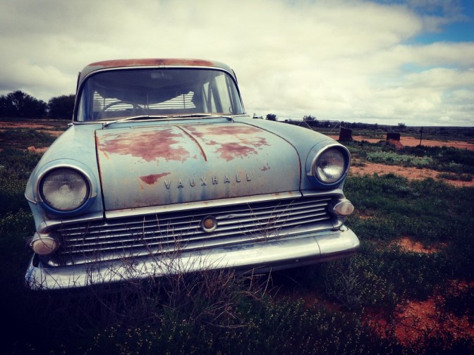 Rusted Vauxhall car in Silverton