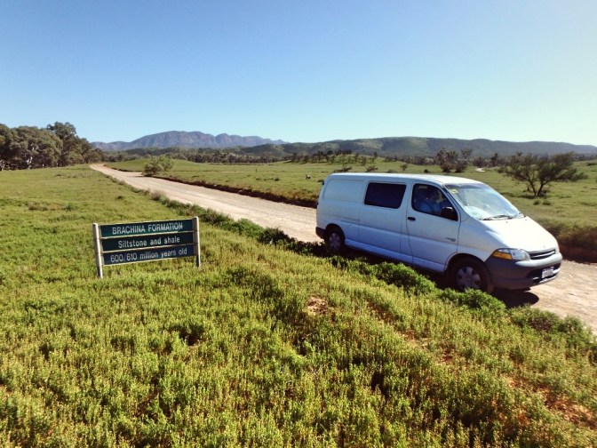 Van leaving Trezona, Flinders Ranges, South Australia