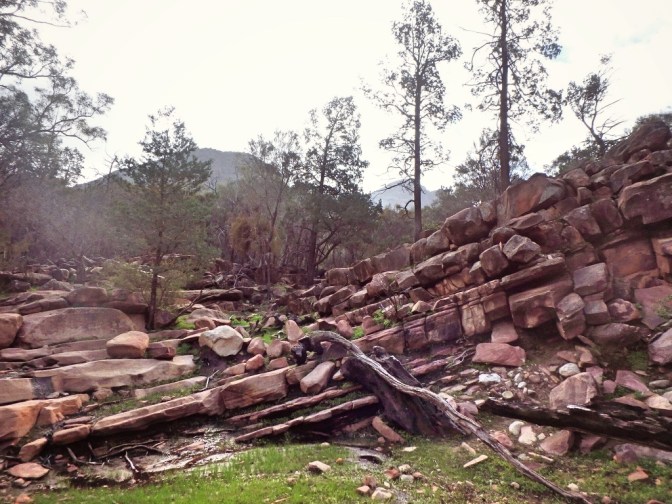 Slanted creek bed at Arkaroo Rock, Flinders Ranges, South Australia