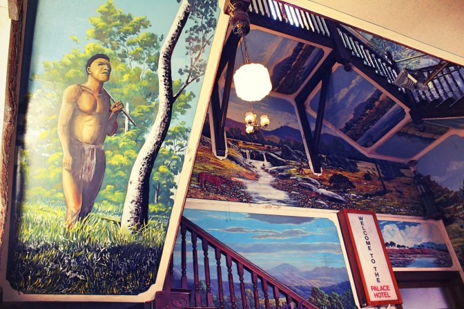 Staircase and murals within the Palace Hotel, Broken Hill