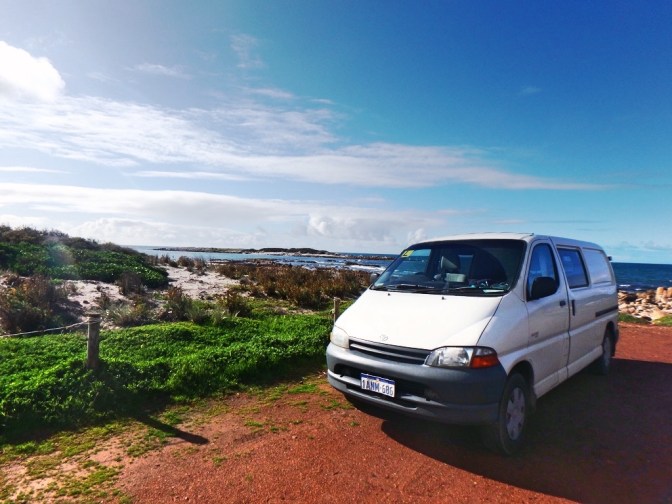 Lipson Cove camp spot with van, South Australia