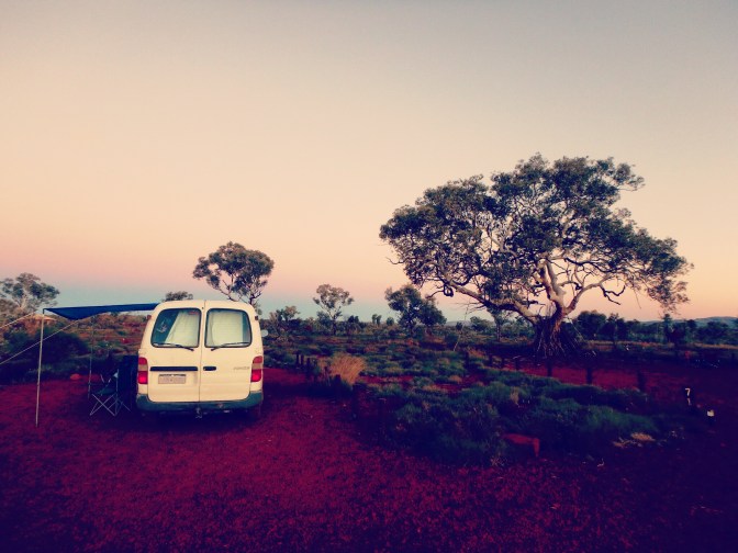 Campervan in Karajini Eco Resort campground, Western Australia