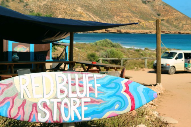 Red Bluff store surfboard sign Western Australia
