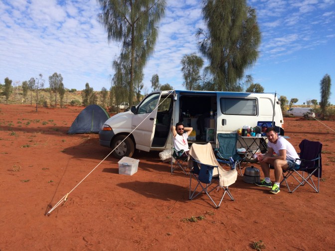 Uluru camp ground with campervan Ayers Rock Resort Northern Territory