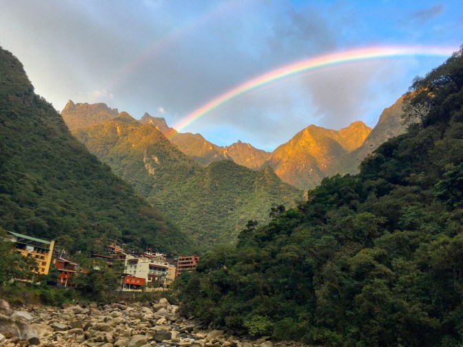 Double rainbow at Aguas Calientes, Peru